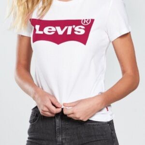 Levi's White Tee with Red Logo